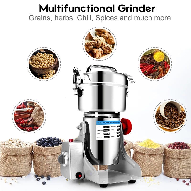 Parts Free Big Capacity 800G 3000W Herb Grinder Coffee Machine Grain Spices Mill Medicine Wheat Mixer Dry Food Grinder
مطحنة متعددة الأستعمالات للطحن الجاف