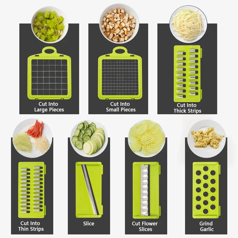 14/16 in 1 Multifunctional Vegetable Chopper Onion Chopper Handle Food Grate Food Chopper Kitchen Vegetable Slicer Dicer Cut
قطاعة خضروات يدوية