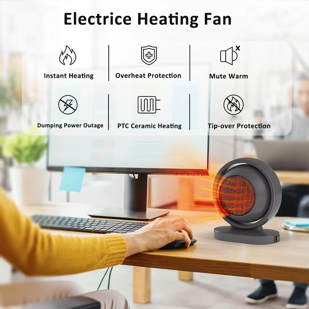 Hot Air Blower 220V Mini Electric Heater Portable Desktop Heating Fans with Thermostat for Household Bedroom Office Space Heater
مدفأة مكتبية صغيرة