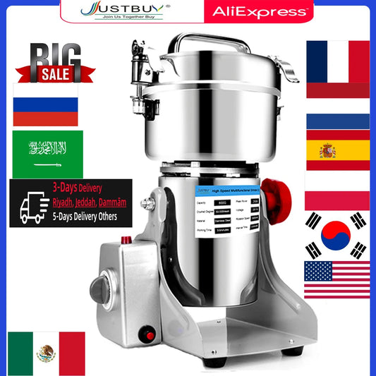 Parts Free Big Capacity 800G 3000W Herb Grinder Coffee Machine Grain Spices Mill Medicine Wheat Mixer Dry Food Grinder
مطحنة متعددة الأستعمالات للطحن الجاف