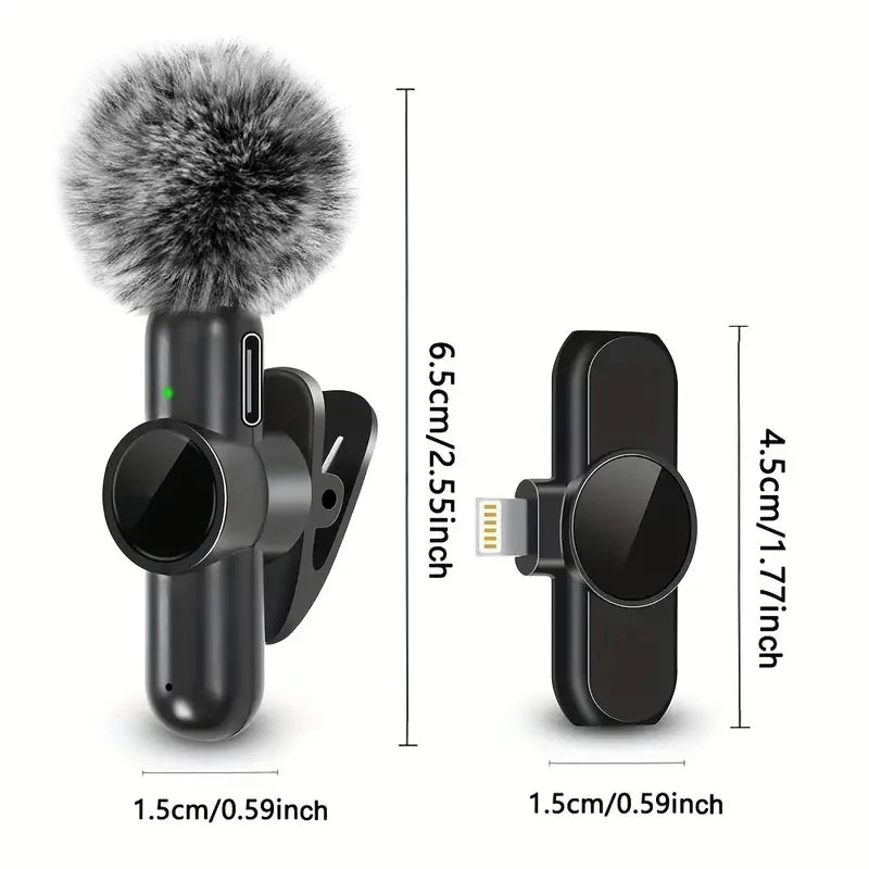 Wireless Lavalier Microphone With Windproof Cover Audio Video Recording Mini Mic For iPhone Android Mobile Phone Microphone
ميكروفون خارجي مانع صوت الهواء للموبايل