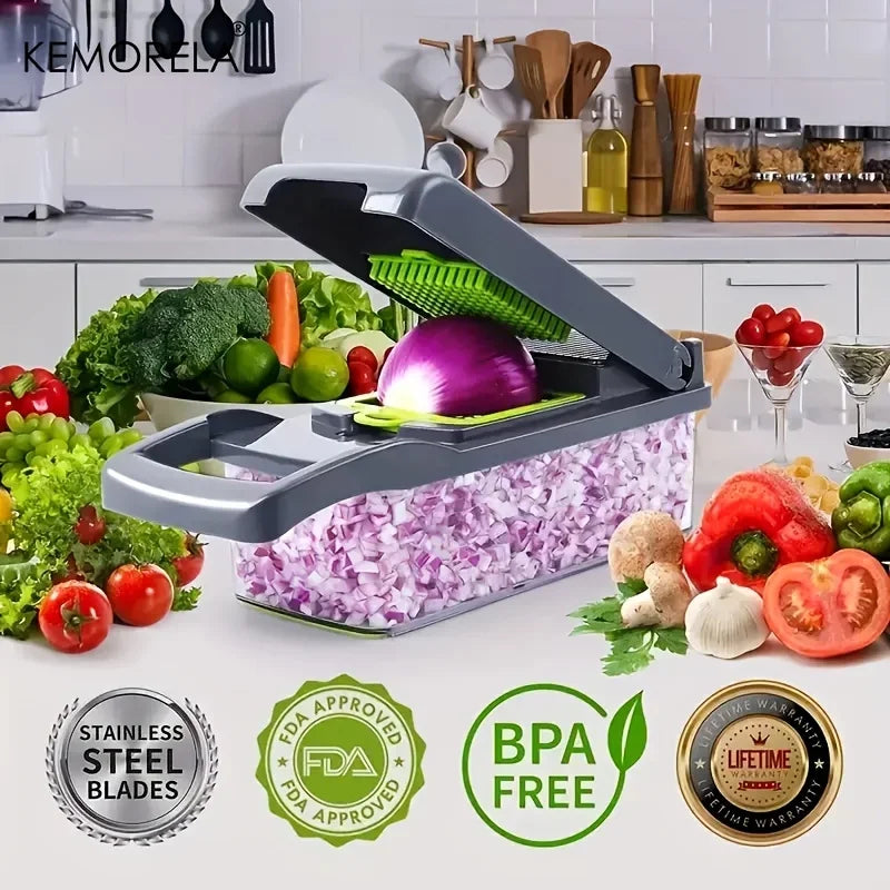 14/16 in 1 Multifunctional Vegetable Chopper Onion Chopper Handle Food Grate Food Chopper Kitchen Vegetable Slicer Dicer Cut
قطاعة خضروات يدوية